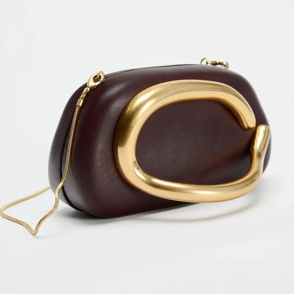 Gold Closure Box Clutch Elena