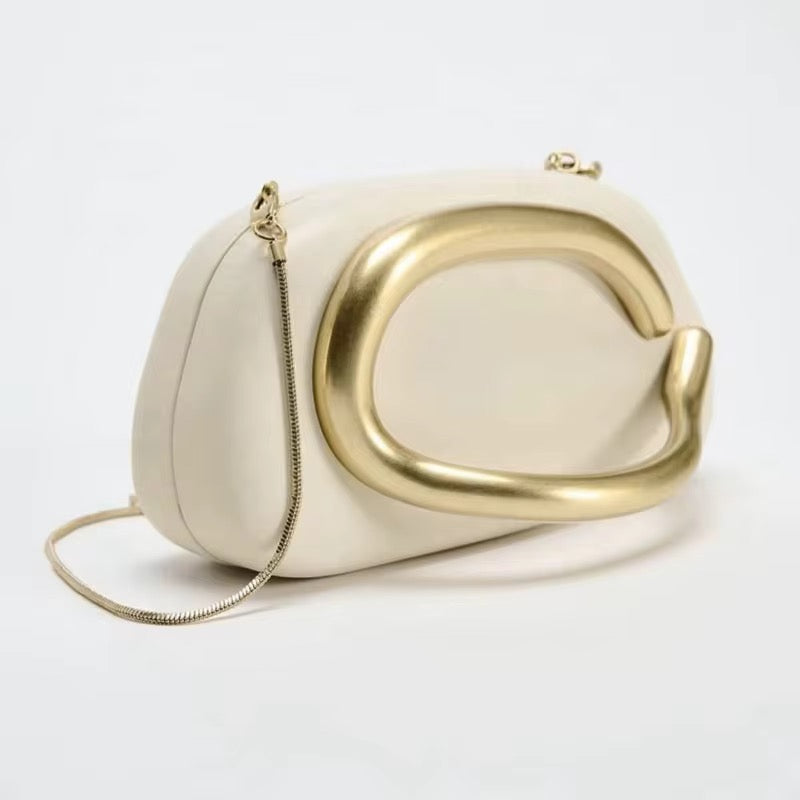 Gold Closure Box Clutch