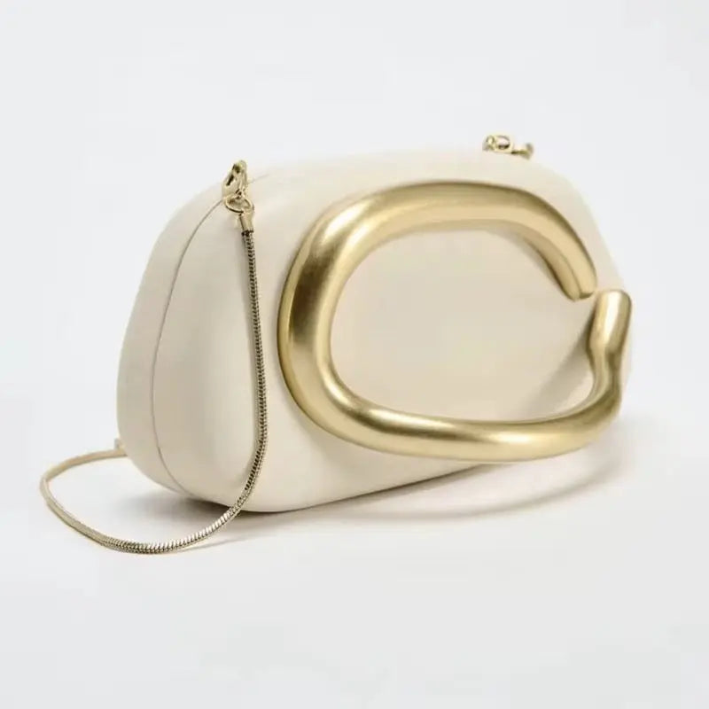 Gold Closure Box Clutch Elena