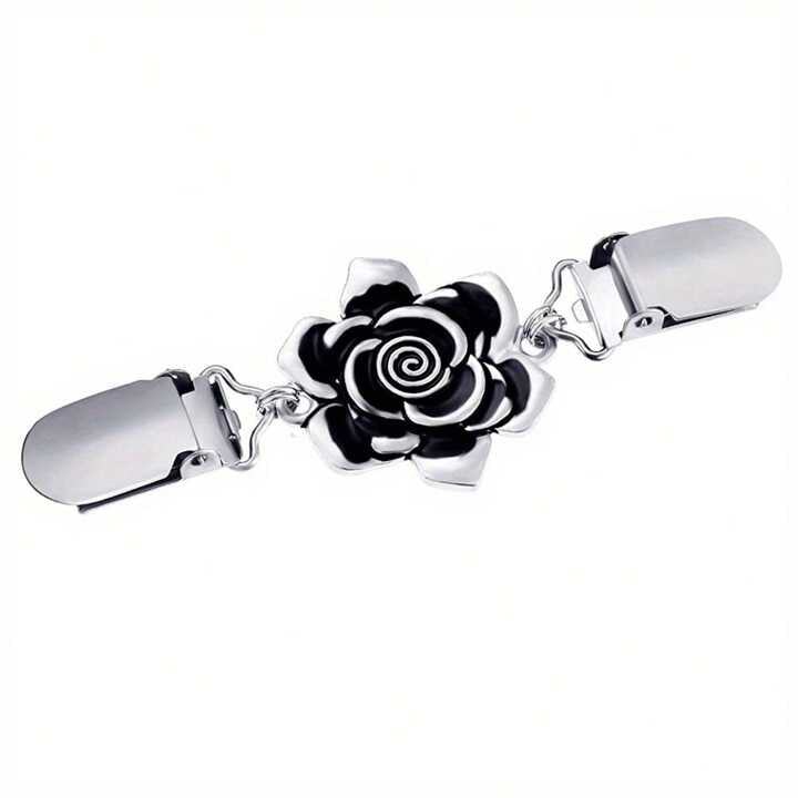 Flower Cinch Clips Silver Elena