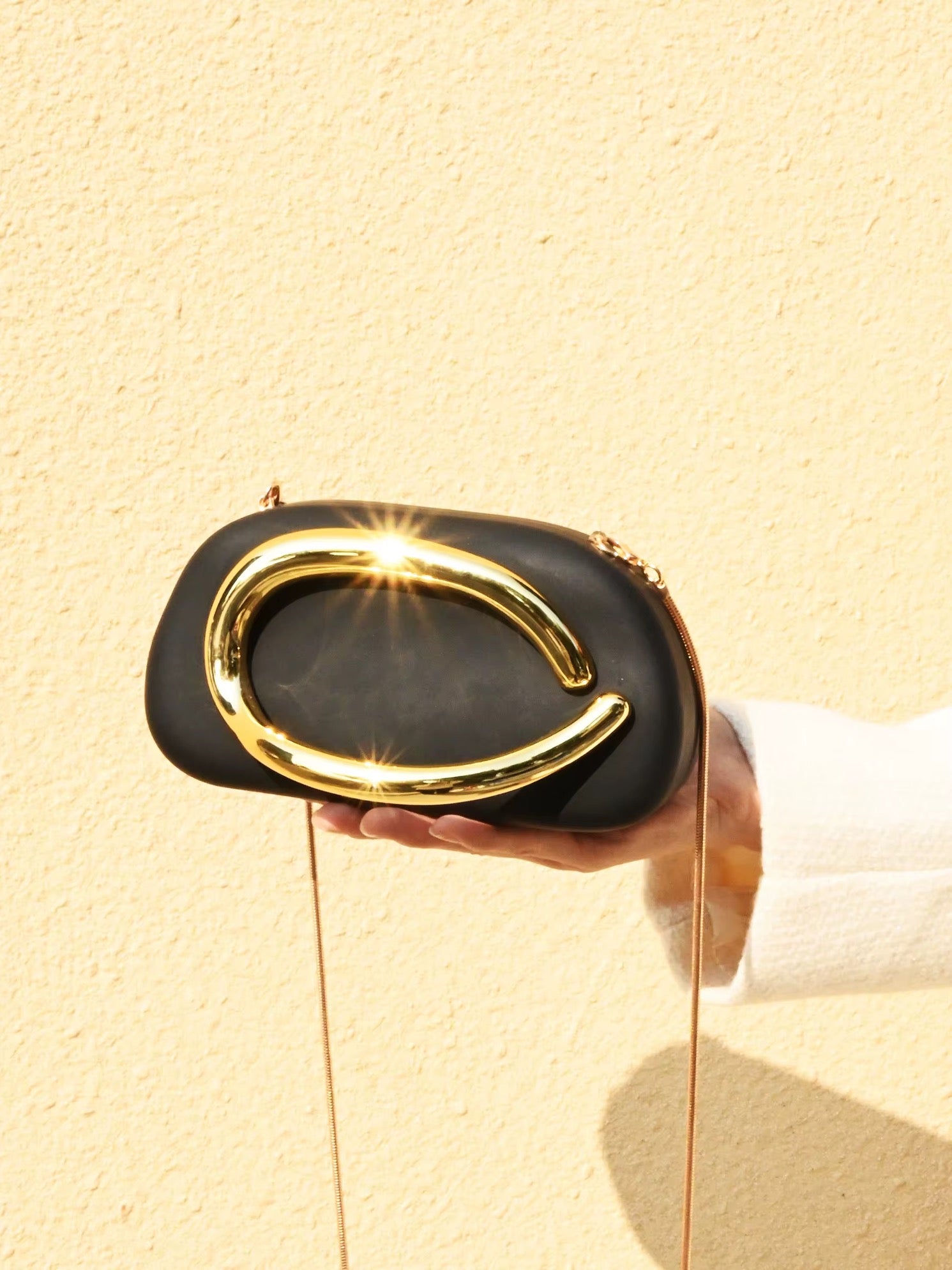 Gold Closure Box Clutch