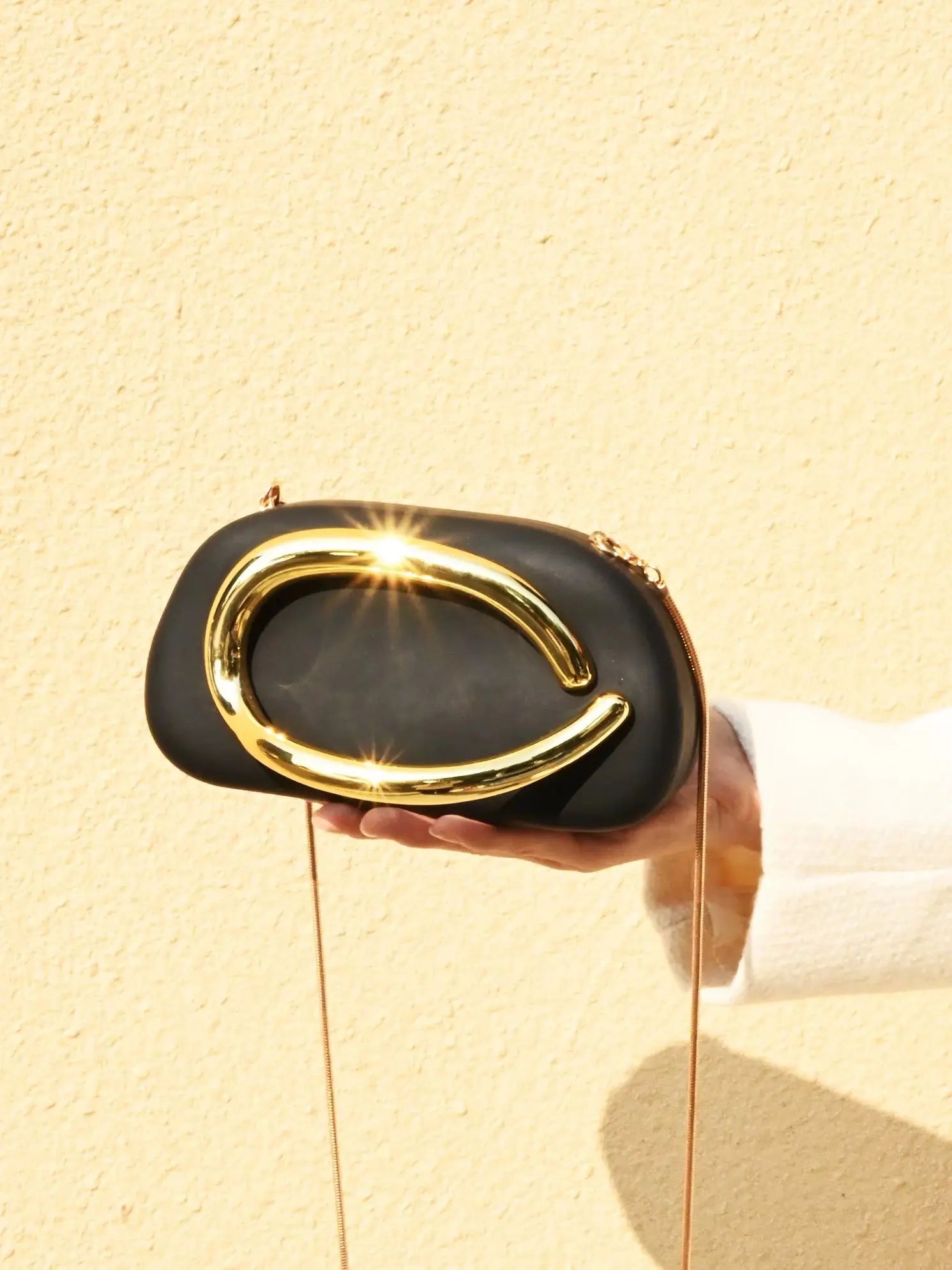 Gold Closure Box Clutch Elena