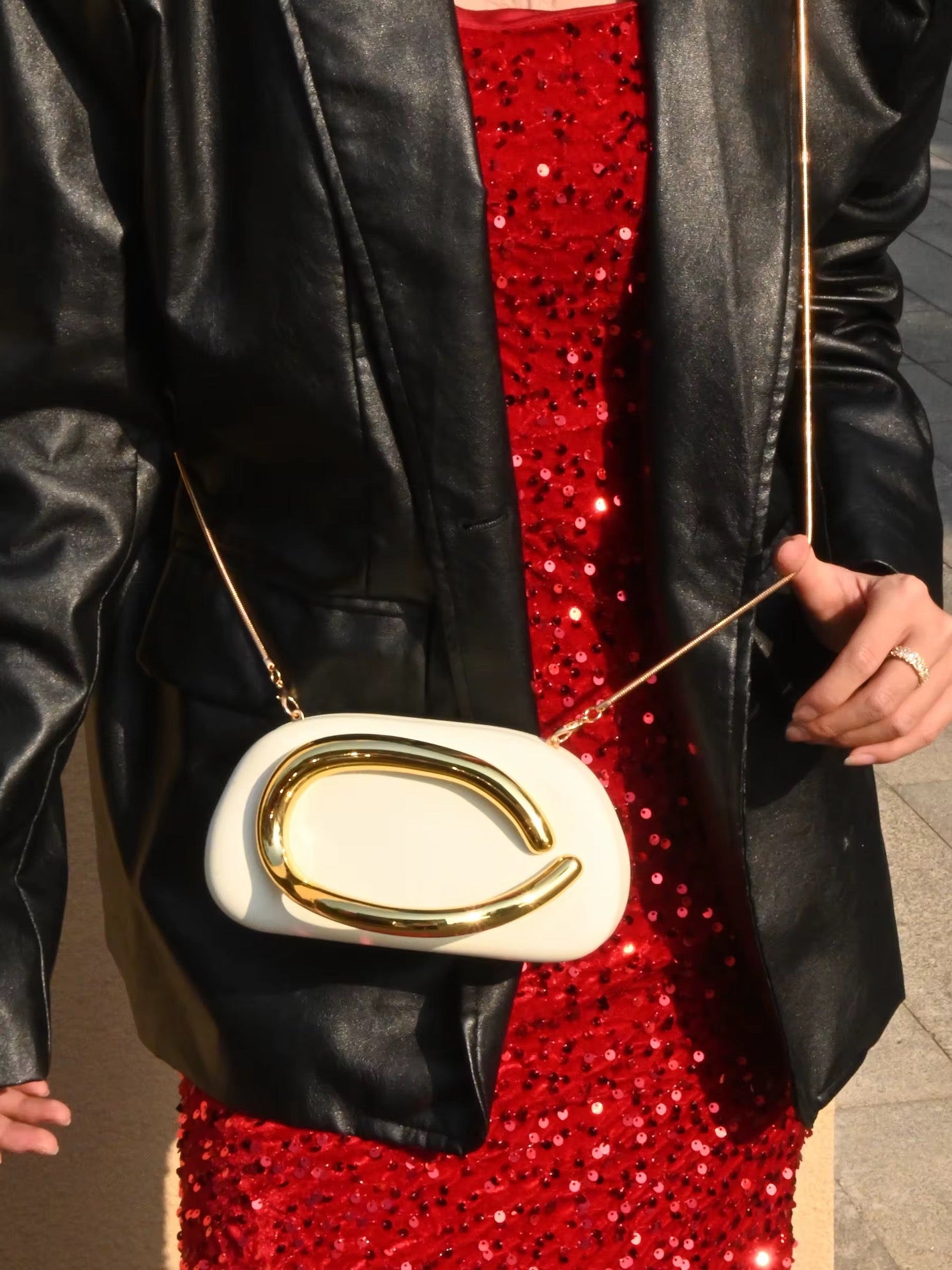 Gold Closure Box Clutch