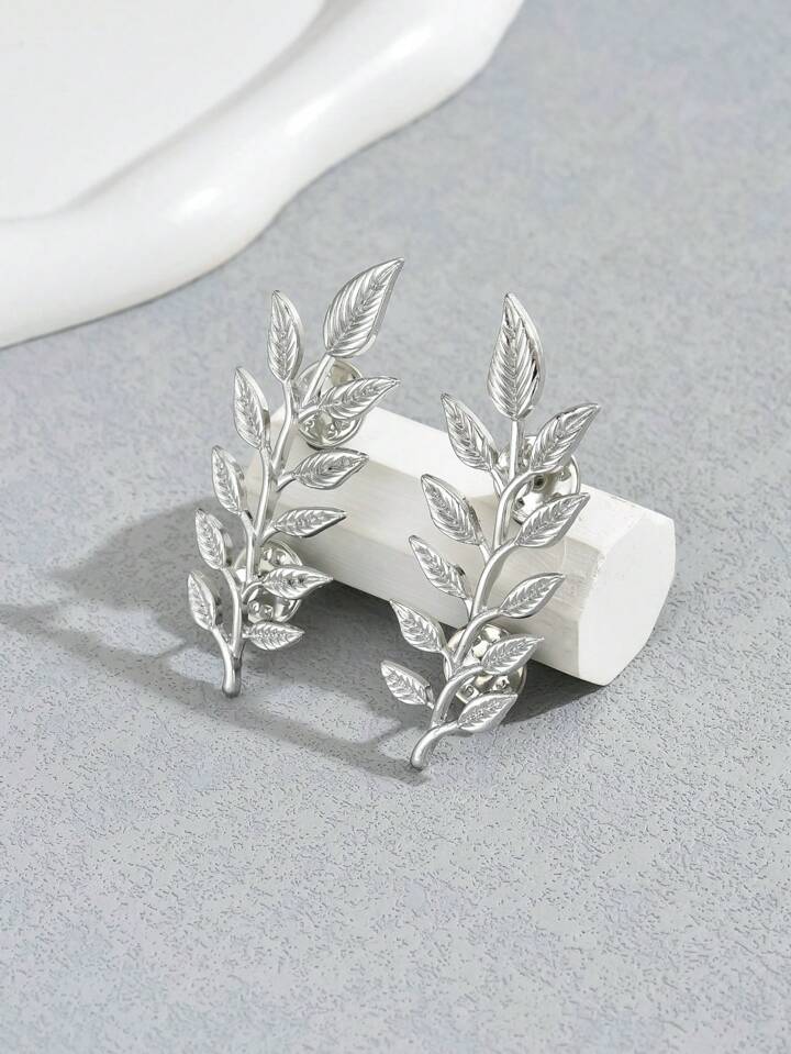 Silver Metal Wheat Brooch
