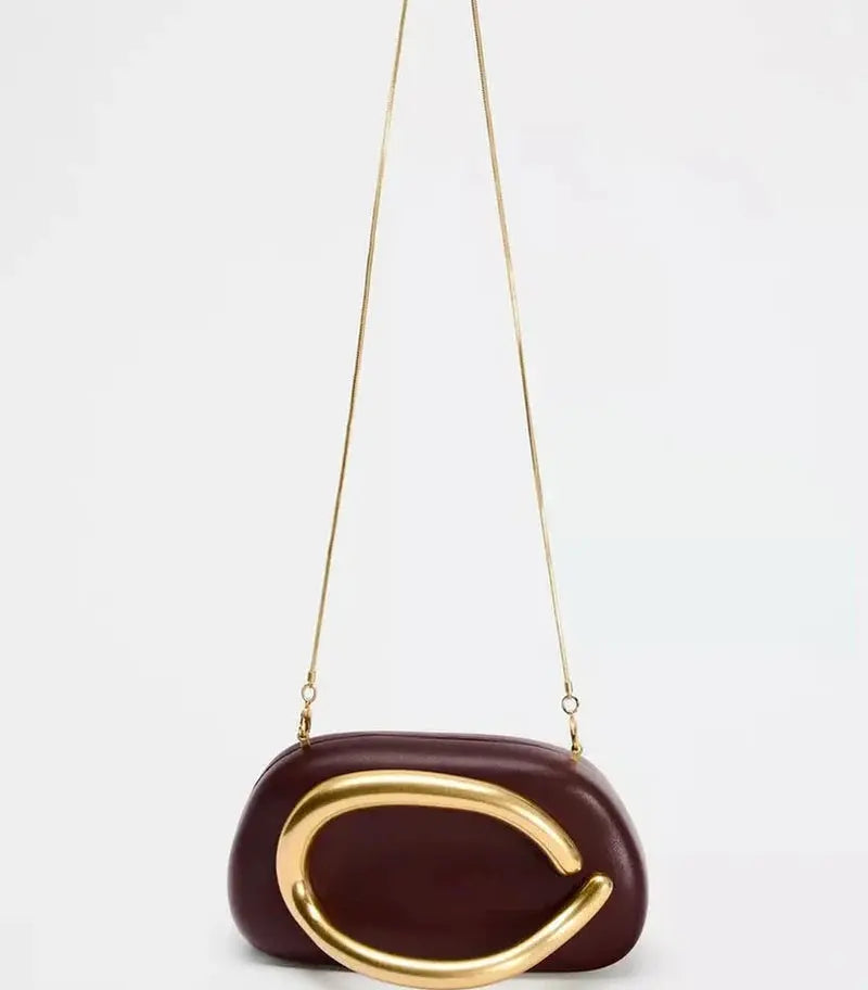 Gold Closure Box Clutch Elena