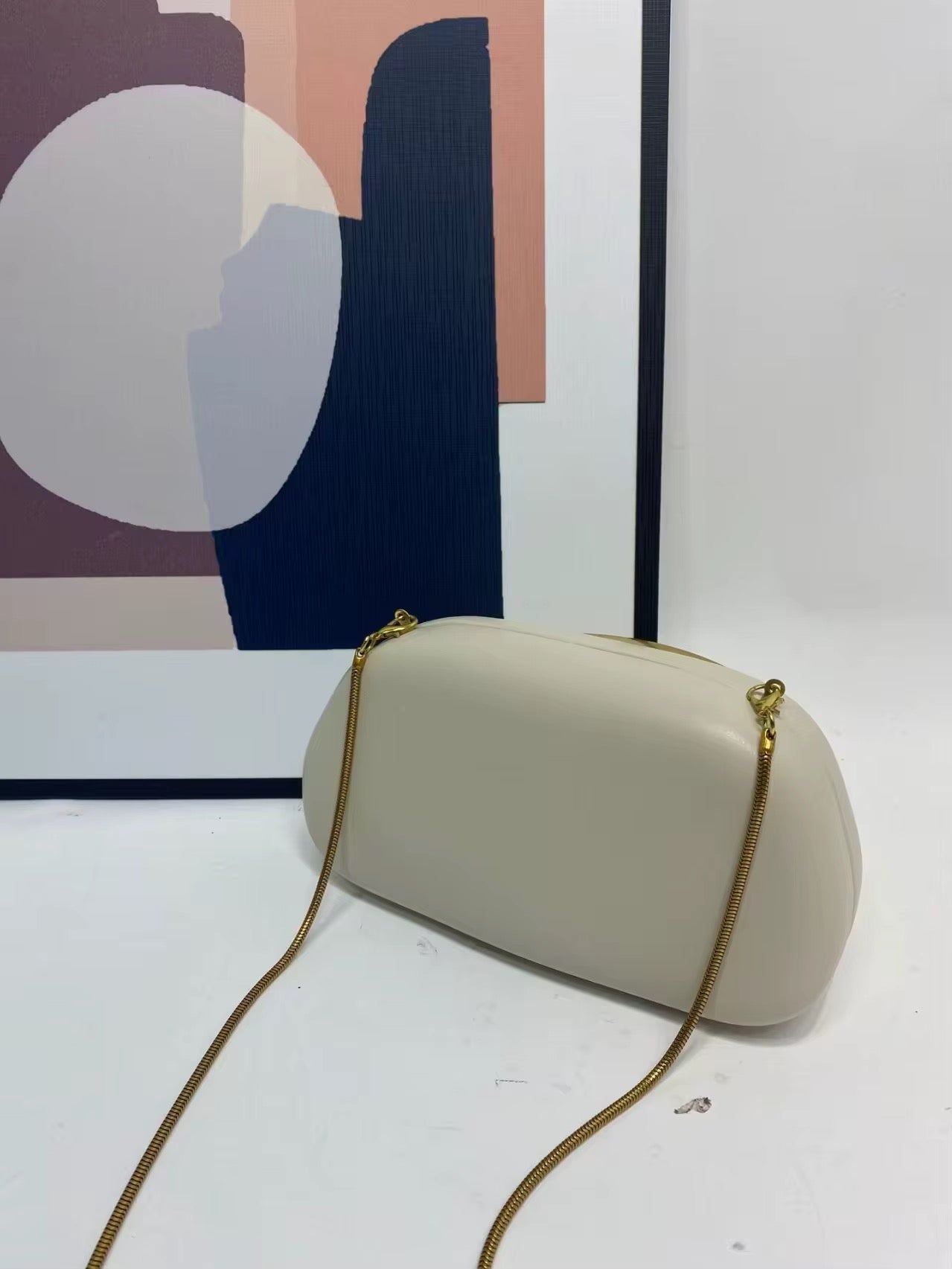 Gold Closure Box Clutch