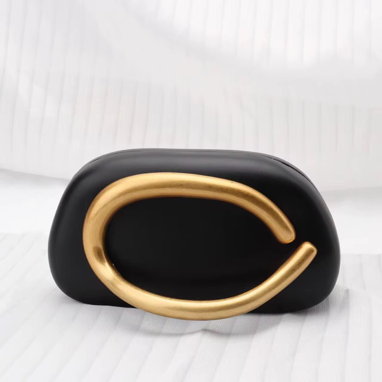 Gold Closure Box Clutch