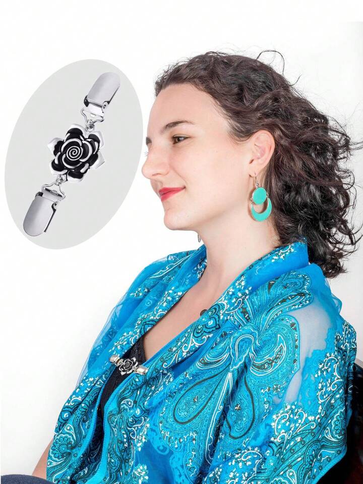 Flower Cinch Clips Silver Elena