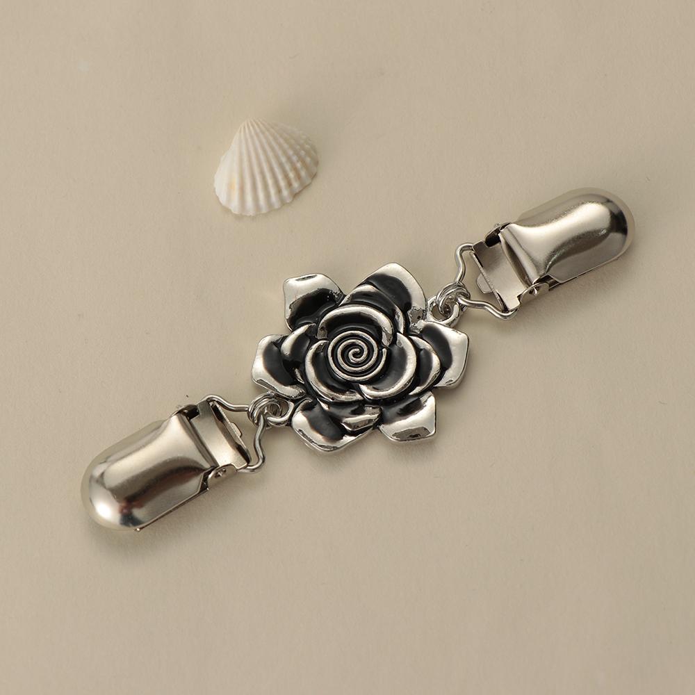 Flower Cinch Clips Silver Elena