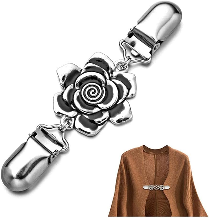 Flower Cinch Clips Silver Elena