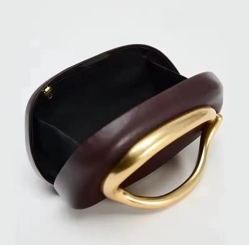 Gold Closure Box Clutch Elena