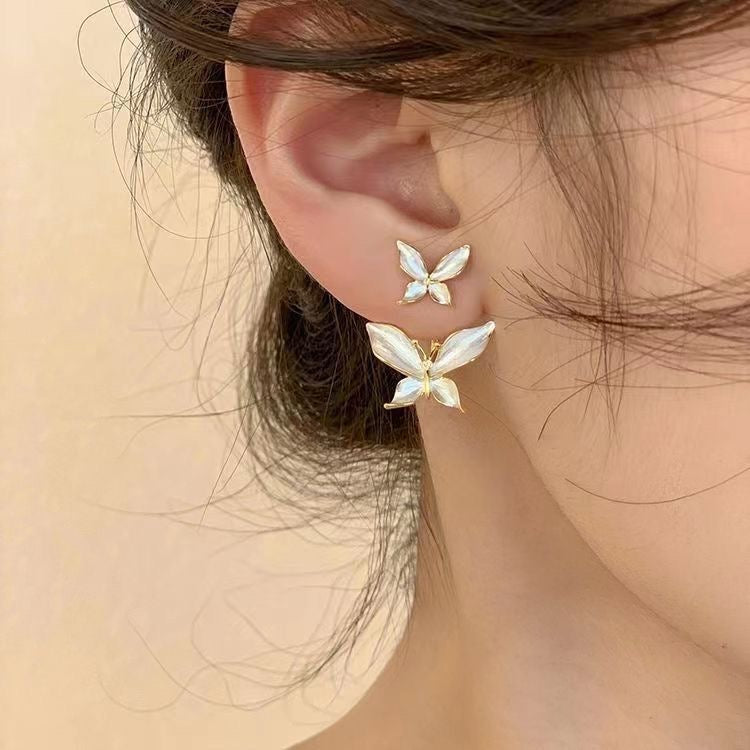 White Butterfly Earrings (Left+Right) ELENA