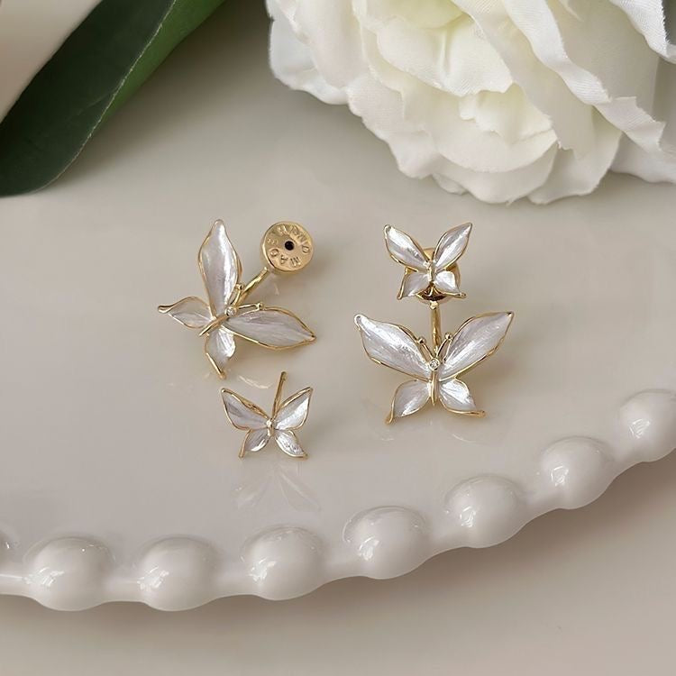 White Butterfly Earrings (Left+Right) ELENA