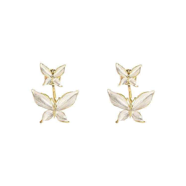 White Butterfly Earrings (Left+Right) ELENA