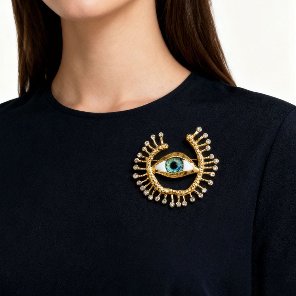 Gold Eye Brooch